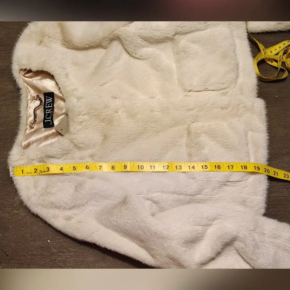 J.Crew Faux Fur Lady Jacket Cream Ivory Cropped Coat Size XS